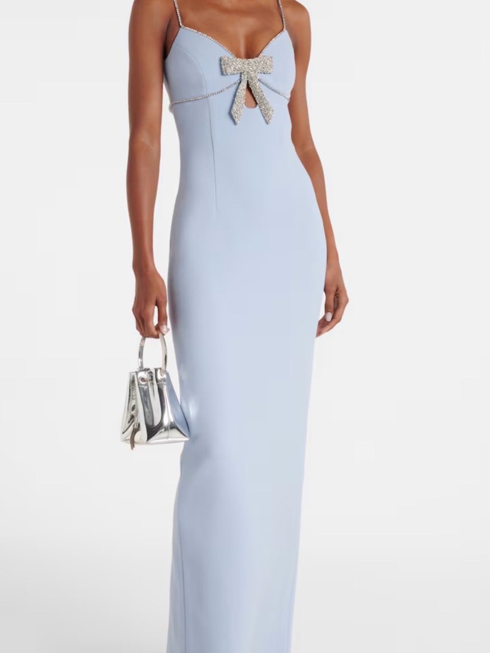 Rebecca Vallance Powder Blue Maxi Dress with Crystal Bow